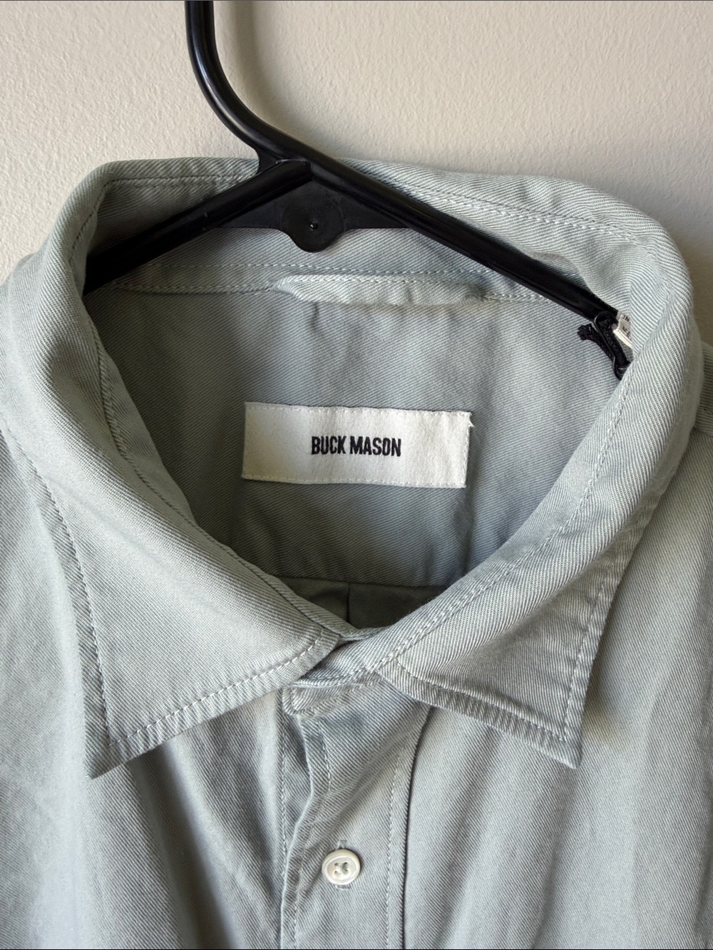 Buck Mason Fog Draped Twill Short Sleeve One Pocket button up - Fog Green Men M - Picture 4 of 12